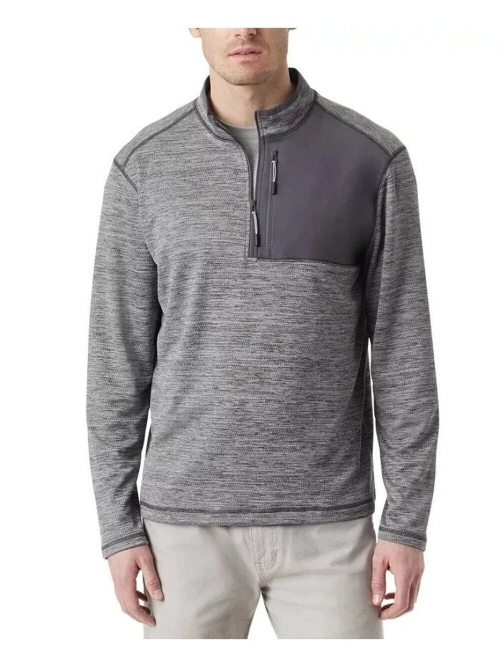 NWT Bass Outdoor Men's XL Quarter Zip Gray Pullover Sweatshirt